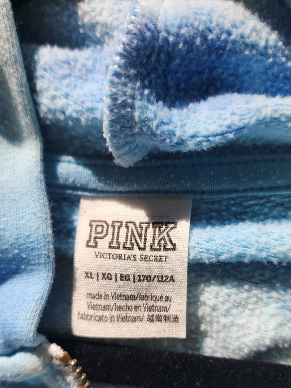 PINK Victoria's Secret Light Blue Tie-Dye Zip Hoodie - Picture 2 of 3